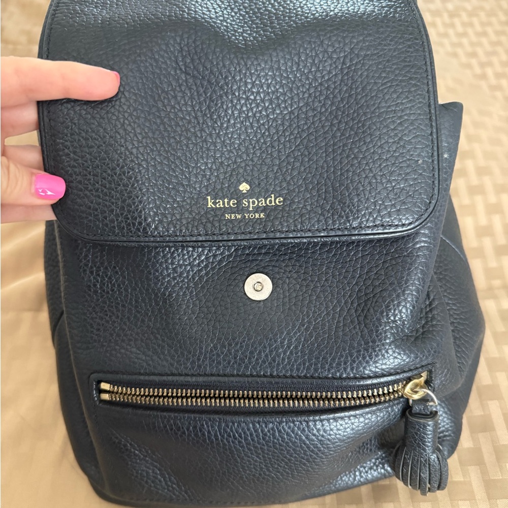kate spade New York Black Pebbled Leather Backpack